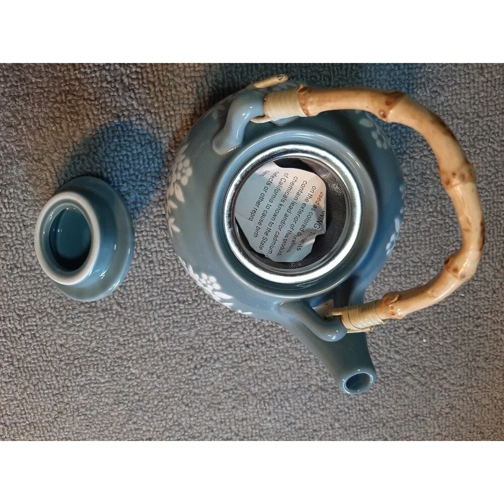 Tea Pot oriental Blue Floral 5